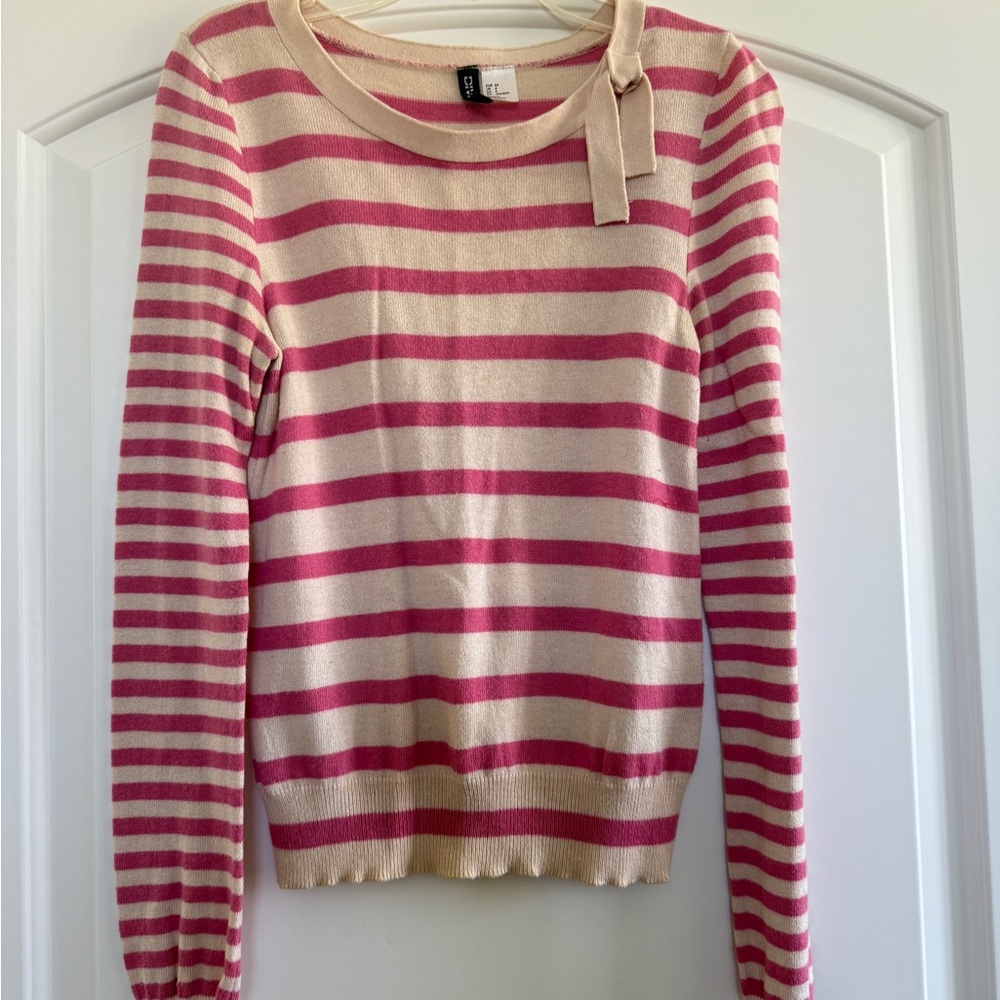 Divided Pink and Cream Striped Blouse